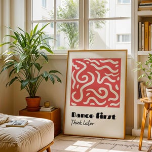 Dancing Poster, Abstract Printable Poster with Dance Quote, Wall Art Gift for Dancer or Dance Studio, Aesthetic Home Decor, Girly Wall Art