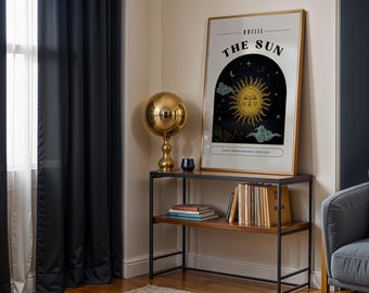 Spiritual Sun Tarot Card Poster | Esoteric Sun Tarot Wall Art | Mystical Tarot Deck Digital Art Print