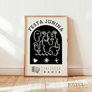 Brasilian Poster of Forró Black and White | "Festa Junina" Music Wall Art | Brazil Joyful Art Print