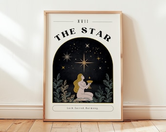 Tarotkartenposter | Arkana des Sterns | Spirituelles Poster für Zuhause