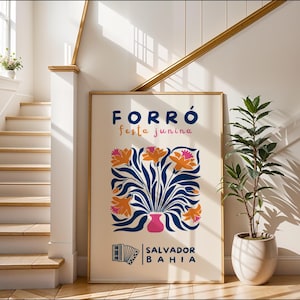 Brasilian Poster with flowers | Forró Festa Junina Music Wall Art | Warm Brazil Art Print