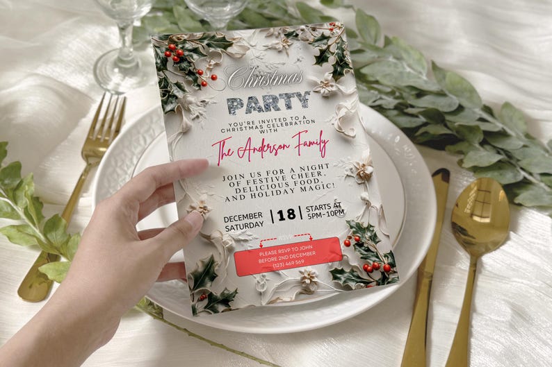 Editable Christmas Party Invitation Template, Printable Christmas Party ...
