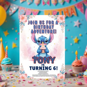 Editable Stitch Birthday Party Invitation Template, Digital Birthday Invitation, Editable Party Invite, Fun Birthday Adventure Theme