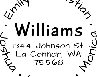 Custom return address stamp, Personalized Round Address Stamp