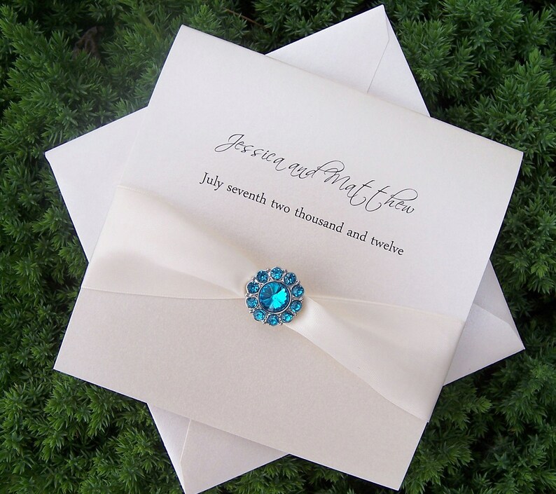 Couture wedding invitation elegant wedding invitation teal | Etsy