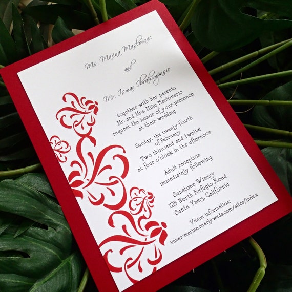 Items similar to Red and White wedding invitation, Modern