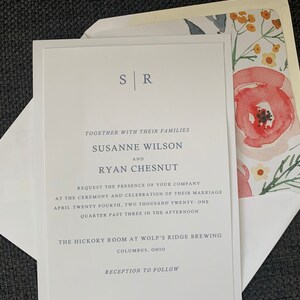 Vellum Wax Seal Belly Banded Velvet Floral wedding Invitation Suite image 8
