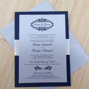 Elegant Monogram Ribbon Invitation Suite