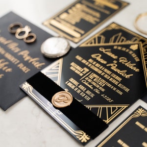 Acrylic Black Foil Invitation Suite, Clear Wedding Invitations, Wedding invitations, Foil Invitations