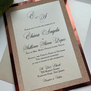 Rose Gold Glitter Invitation, Gold Glitter Invitation, Wedding Invitation, Elegant Invitation, Sparkle Invitation, glamorous Invitation