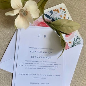 Vellum Wax Seal Belly Banded Velvet Floral wedding Invitation Suite image 7