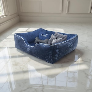 Royal Dog Bed | Soft & Plush Pet Bed for Small  Medium Breeds | Handmade | Removable Covers | Waterproof Bottom | Includes Toy Pillows