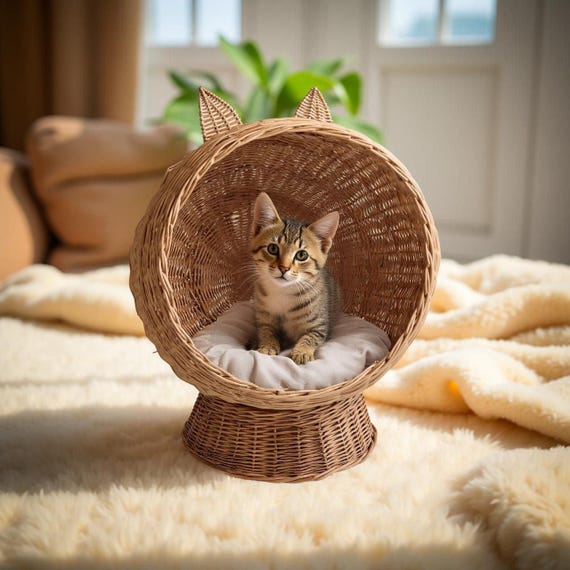 Personalized Wicker Pet Bed – Handwoven Cat And, Small Dog House
