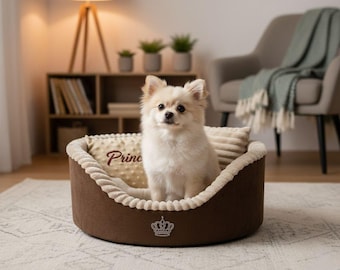 Knus nest voor kleine huisdieren – luxe handgemaakt bed voor katten en kleine honden met kussens en speelgoed, zacht en waterdicht, perfect cadeau