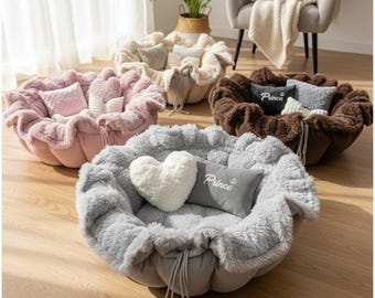 Plüsch-Kunstpelz-Umwandlungs-Haustier-Bett - Katze & kleines Hunde-Nest