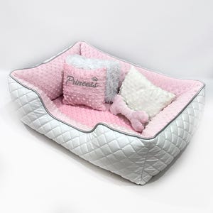 Elegant Pink Soft Dog Bed – Handmade Pet Lounge with Pillows & Toys,  Perfect for Small Pets, Luxury Handmade Pet Bed