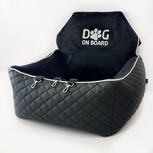 Handmade Dog Car Seat – Luxury Eco-Leather Pet Travel Bed | Medium Size | Booster Seat for Cats & Small Dogs | Safe and Stylish Ride