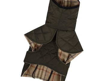 Stylish Dog Coat – 2 in 1 Reversible Waterproof Jacket, Quilted Padded Winter Vest with Harness Hole