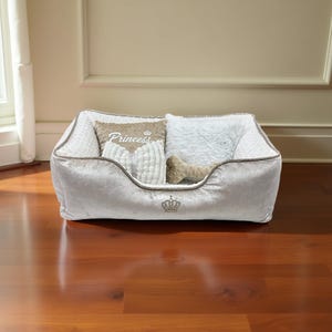 Handmade Dog Bed for Small Pets – Luxury Cat Couch with Washable Removable Covers – Soft Pet Sofa with Pillows & Toy