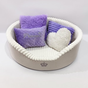 Luxury Handmade Pet Bed Set – Soft Dog and Cat Bed with Blanket & Toy Basket, Waterproof Bottom, Personalized Pillow, Gift for Pets