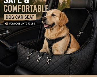 Luxury Dog Car Seat for Large Dogs up to 77 lbs, Dog Booster Car Seat, Pet Travel Bed, Waterproof Dog Car Carrier, Dog Car Seat Bed