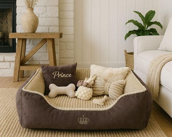 Large Velvet Dog Bed - Luxury Dog Sofa - Custom Pet Bed for Large & Extra Large Dogs