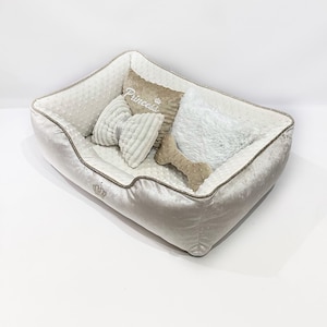 Soft Pet Lounger for Small Dogs & Cats – Handcrafted Sofa with Washable Covers, Cushions and Toy, Handmade Dog and Cat Bed