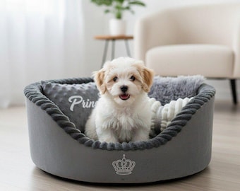 Luxury Handmade Bed for Small Dogs and Cats– Soft Plush, Waterproof, Cozy Nest , Stylish Upholstery, Includes Pillows & Toy