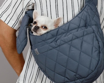 Portabebés para perros y gatos pequeños: bolso de viaje manos libres con correa ajustable y tela impermeable