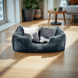 Handmade Dog Bed for Small Pets – Luxury Cat Couch with Washable Removable Covers – Soft Pet Sofa with Pillows & Toy