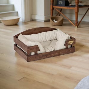 Personalized Wooden Dog Bed — Cozy, Stylish & Durable Dog and Cat Furniture, Handmade  Bed for Small and Medium Pets