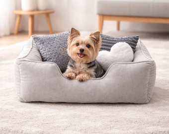 Medium Small Dog Bed Washable, Dog Bed 70x50 cm, Removable Cover Dog Bed, Cozy Dog Sofa Bed, Soft Dog Couch, Handmade Dog Bed for Small Dogs