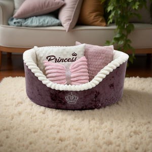Luxury Handmade Pink Pet Bed – Soft Plush Cozy Nest for Cats, Small Dogs & Puppies, Washable Pet Sofa Couch with Stylish Upholstery