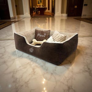 Handmade Luxury Dog Bed with Pillows | Removable Covers | For Small Dogs & Cats up to 8 kg | Soft Cozy Pet Sofa | Gift for Pet Lovers