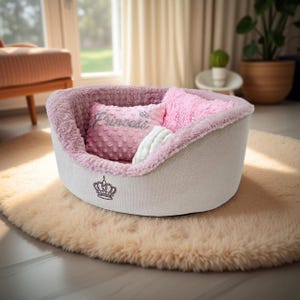 Elegant Soft Pink Dog Bed for Mini Furry Pets - Comfort and Style, Handmade Pet Bed, Perfect Gift for Your Pet