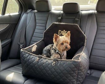 Luxury Dog Car Seat for All Dog Breeds – Safe Travel Bed with Cushion & Clips, Stylish Pet Car Carrier