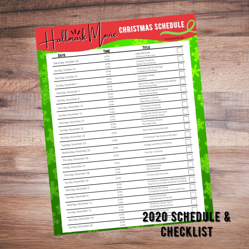 Hallmark Christmas Movies 2020 Schedule Printable Checklist | Etsy