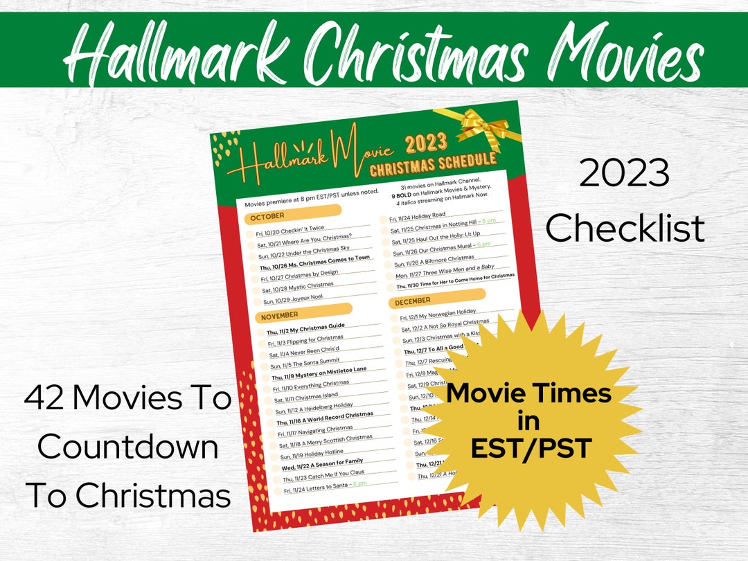 Hallmark Christmas Movies 2023 Schedule Printable Checklist Etsy