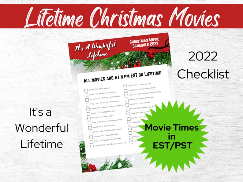 It's a Wonderful Lifetime Christmas Movies 2022 Schedule Etsy