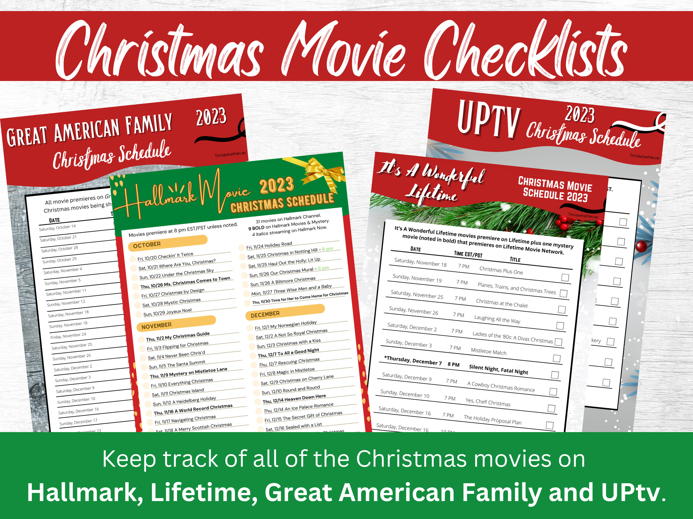 Hallmark, Lifetime, Great American Family & Uptv Christmas Movies 2023