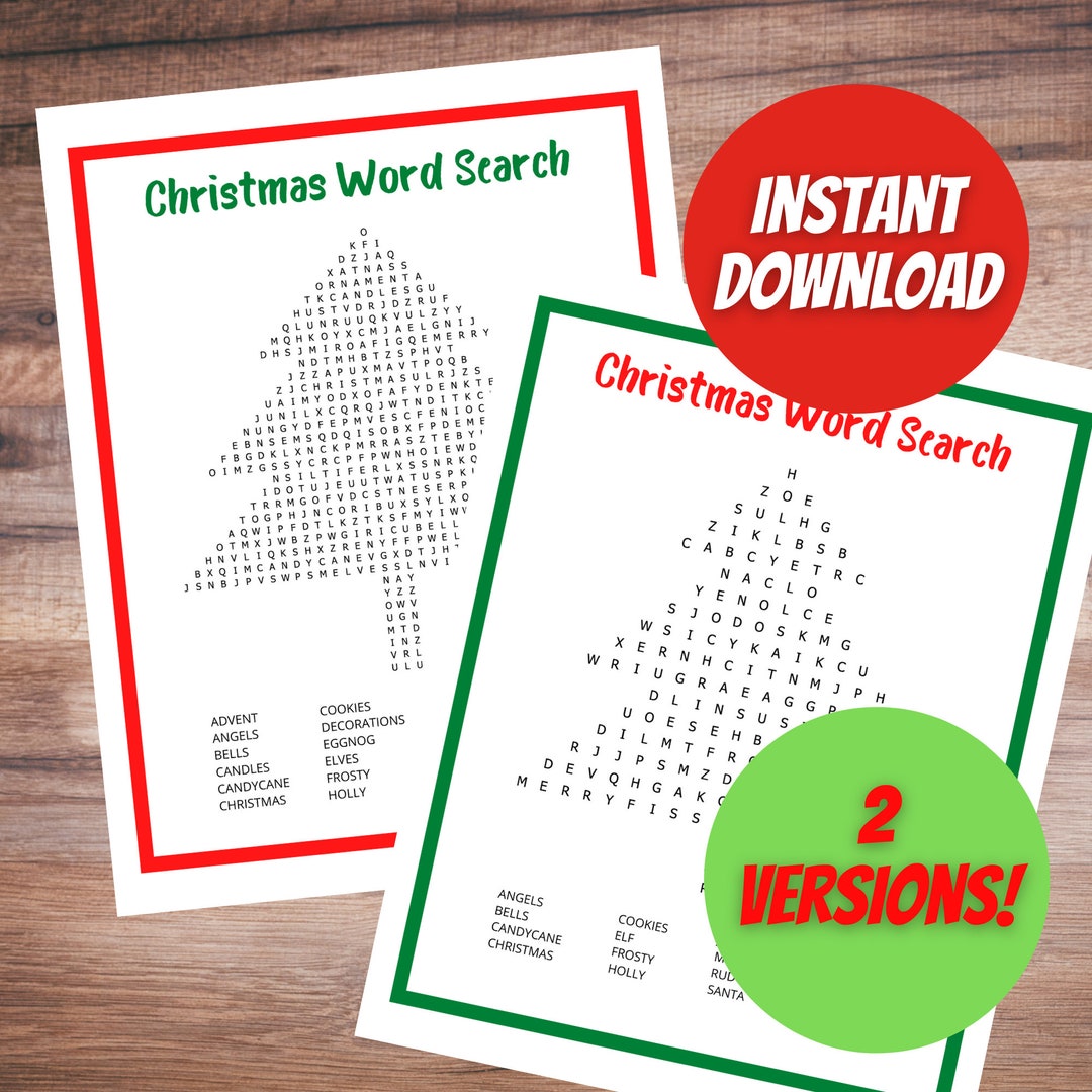 Christmas Tree Word Search Printable / Tree Shaped Word Search Etsy