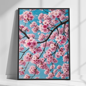 Vintage Japanese Cherry Blossom Poster - Vibrant Sakura Art | Retro Spring Decor for Nature and Asian Culture Lovers | Wall decor gift
