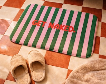 Badematte mit Memory-Schaum „GET NAKED.“ | Weicher rutschfester Badteppich | Modernes Bad Accessoire