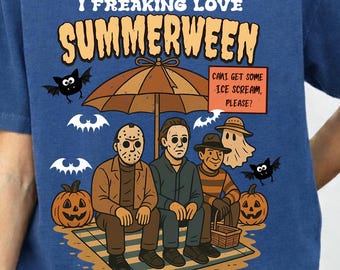 Summer Halloween png, I Freaking Love Summer PNG, Funny Halloween png, Summerween png, Funny Halloween in Summer Shirt design, Horror png
