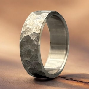Titanium Hammered ring Minimalist Titanium Ring For Men Personalized Gift Rock Hammered Ring for Men Anniversary Gift for Men Wedding Band
