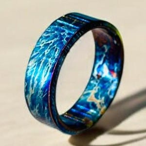 Custom Unique Titanium Ring Colorful Random Titanium Ring For Men Personalized Gift Titanium Pattern Heat Anodized Handcrafted Ring For Her
