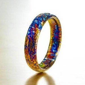 Unique Titanium Ring Dome Shaped  Colorful Titanium Ring For Men Personalized Gift Titanium Pattern Heat Anodized Handcrafted Ring For Her