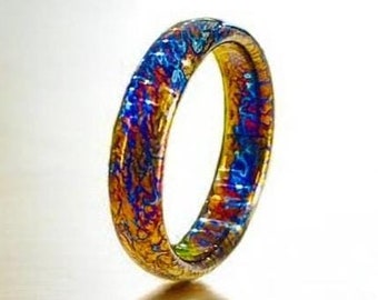 Unique Titanium Ring Dome Shaped  Colorful Titanium Ring For Men Personalized Gift Titanium Pattern Heat Anodized Handcrafted Ring For Her