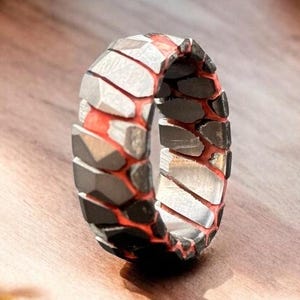 Super conductor Acid Etched Ring Unique Handmade High End Ring Superconductor Deep Etched Ring Anniversary Gift for him Wedding Ring For Men