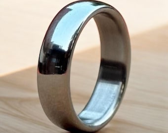 Minimalist titanium Dome Shape ring Simple titanium Ring For Men Personalized Gift Industrial modern High Polished Wedding band Ring For Her